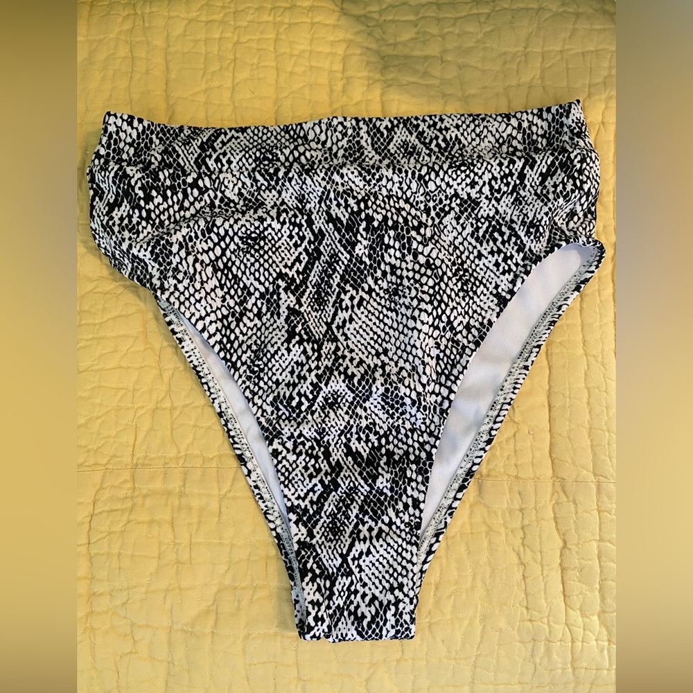 Xhilaration Black and Snake Skin White Patterned Bikini Bottom